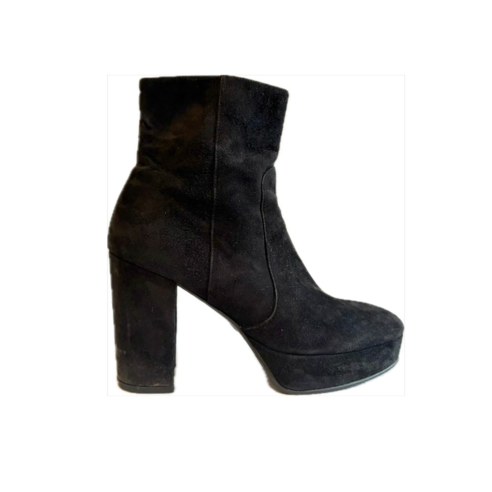 Stuart Weitzman Black Suede Platform Ankle Booties Size 6